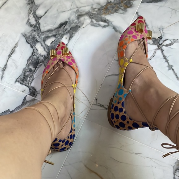 Salvatore Ferragamo Colorful Spotted Cork Lace-up Flats 🔴🟠🟡🟢🔵🟣 - Picture 15 of 17